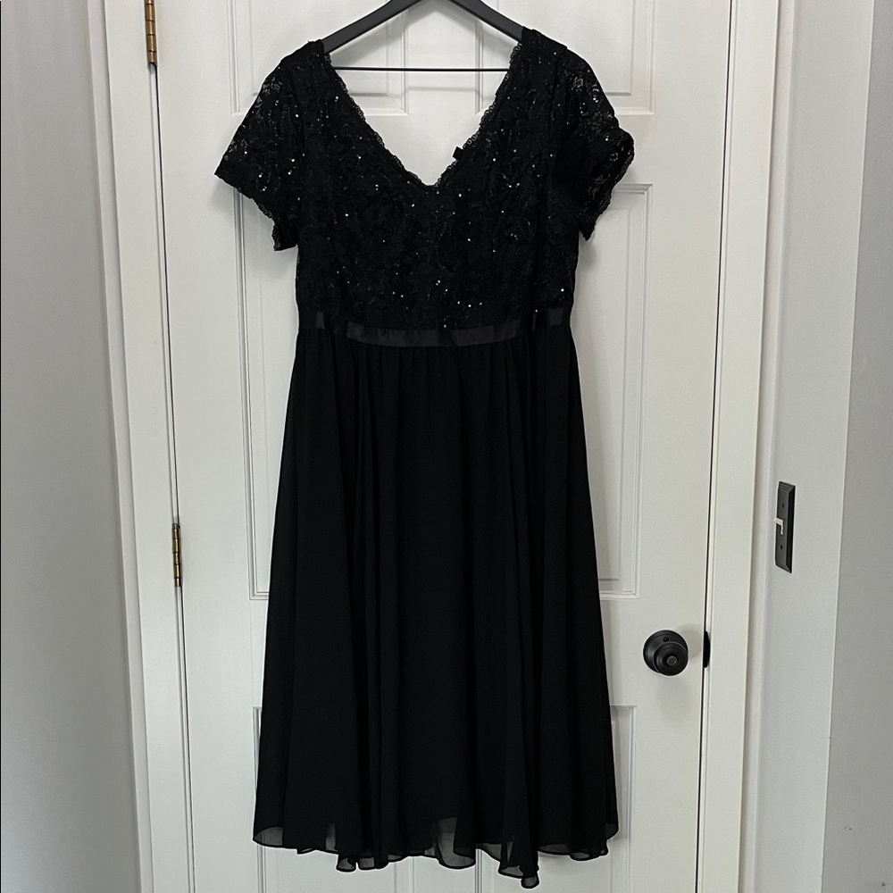 Torrid Black Sequin & Chiffon Midi Dress - Size 16